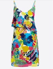 Size 8 J CREW Factory Printed Ruffle-Front Cami Dress Bright Multicolor Floral