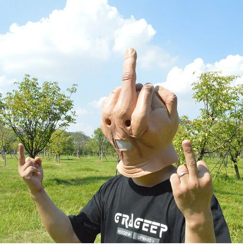 Halloween Middle Finger Mask Halloween Middle Finger Head Mask Latex Full Head - Picture 10 of 18