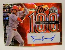 JUSTIN CRAWFORD 1/1 ONE OF ONE AUTO TOP 100 LEAF METAL BASEBALL 2023