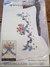 BUCILLA Stamped Cross Stitch Pillowcases 2 - "BIRDS  BOUQUET" - 64644 - NEW