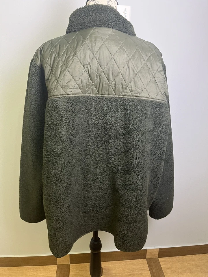 NWT Barbour Womens Aspen Plus Size Fleece Faux Fur Jacket Green Size 1X - Image 2 of 4