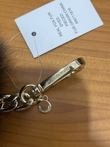 MICHAEL KORS with Tag Real Fox Fur Pom Pom Key Chain Bag Charm - Picture 2 of 4