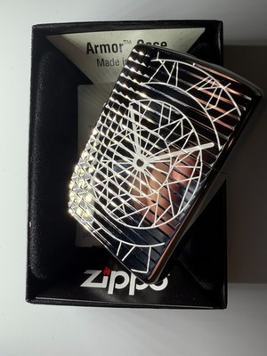 Zippo Armor Polygon Clock Silver Mirror Finish Diamond Cut Titanium Coating NEW