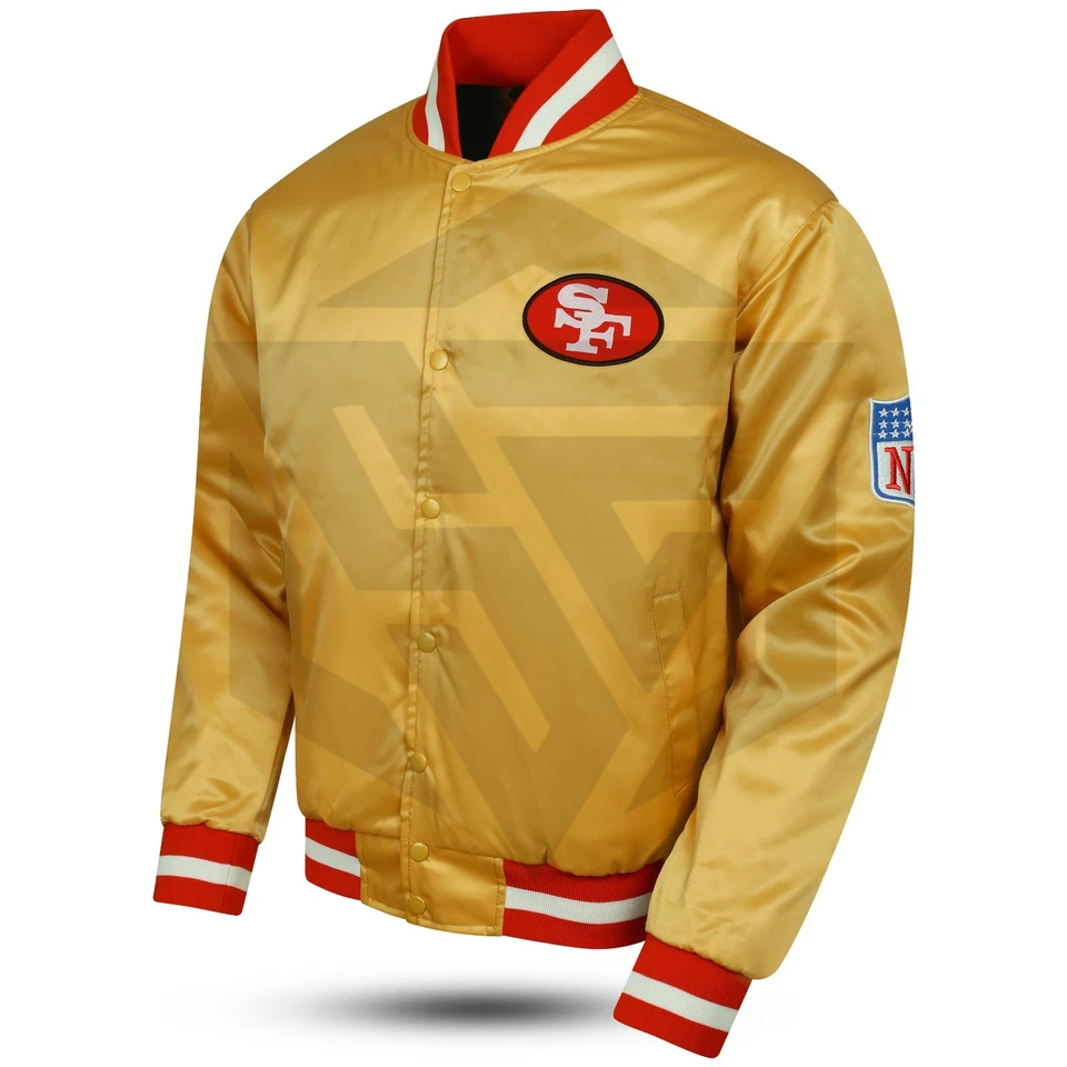 Chaqueta Universitaria Unisex SF San Francisco 49ers Vintage Años 80 Satén NFL Estilo Bombardero Foto 2 de 4