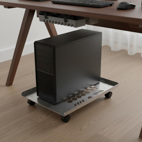 Stainless Steel PC Stand Load Bearing Computer Computer Chassis Trolley Locking - Afbeelding 7 van 25
