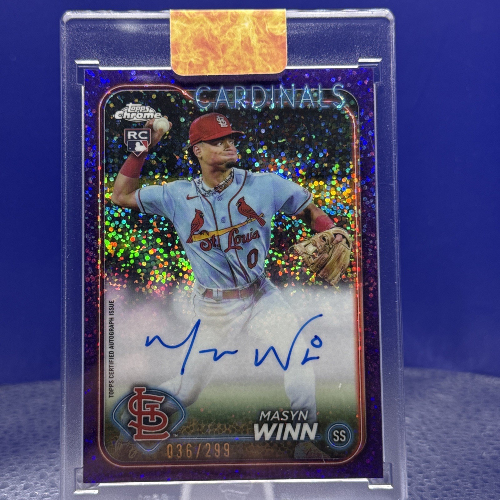 2024 Topps Chrome #RA-MW Masyn Winn RC Rookie Auto Purple Speckle /299 Cardinals
