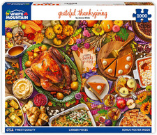 White Mountain 1000 Piece Jigsaw Puzzle Fall Autumn, Grateful Thanksgiving