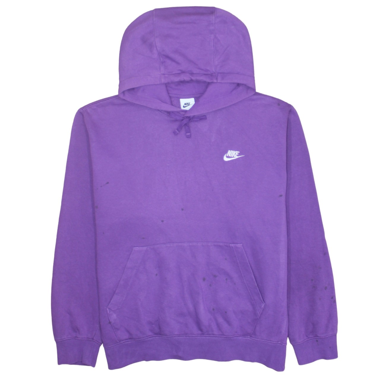 Nike Mens Hoodie Purple Fleece Embroidered Swoosh Kangaroo Pocket Pullover L