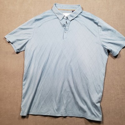 Modern Ambition Polo Shirt Mens XL Blue Diamond Textured Short Sleeve ITM