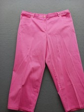 Ruby Rd. Women Capri Casual Pants Size 16P Pink Solid Cotton Blend Embellished