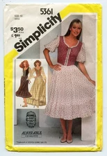 Simplicity 5361 Gunne Sax Fitted Dress With Laced Bodice Size 12 Bust 34 Uncut