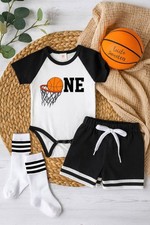 First Birthday Bodysuit Personalized Basketball 1st ONE Outfit Set