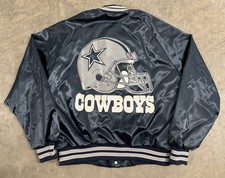 Vintage Dallas Cowboys Chalk Line Bomber Jacket Men s Lg Satin 1980s Retro USA