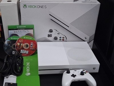 Mint Xbox One S White Console CiB Disc Complete In Box Game Bundle Controller