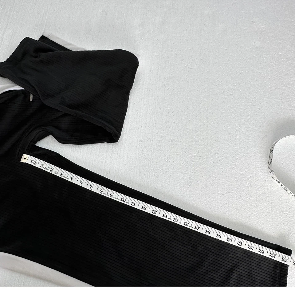 Limited Too Girls Ribbed Pants Size 10 Black White Stripe Wide Leg Velour - Image 4 of 4