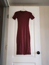 KOTN Burgundy Short Sleeve Athleisure Bodycon Dress Size XS/TP