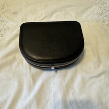 Ladies Jewelry Travel Box Zips, Black Beige Velvet Lining Roomy Classy Chic