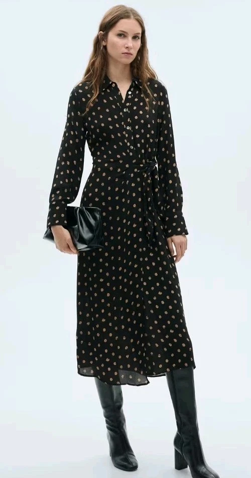 mango flared sleeve polka dot dress Mango Flared Sleeve Polka-dot Dress