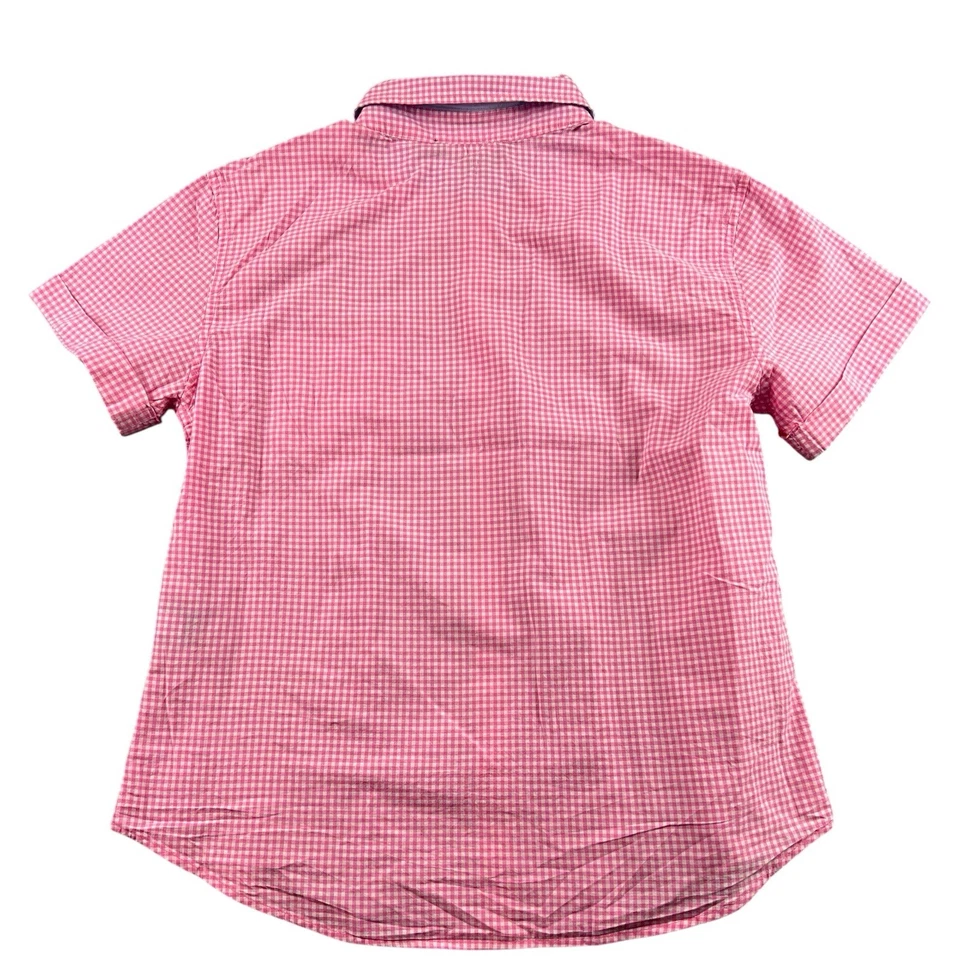 Camisa pijama feminina Lauren Ralph Lauren pequena rosa botão para baixo algodão monograma - Imagem 2 de 4