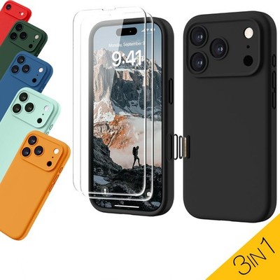 Handy Hülle  2 x 9H Glas für iPhone Air  17  17 Pro Max 17e  Silikon Schutz Case