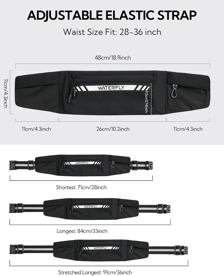 WATERFLY Running Belt: Breathable 4-Pocket Waist Pack for Sports. Fits All Phone - Image 2 of 4