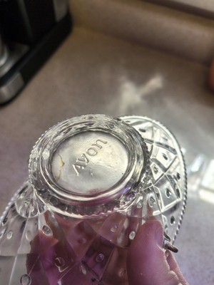 Avon Vintage Pressed Glass Decorative Basket with Gold Handle