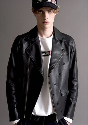 Lovless Star Embroidery Leather Double Riders Jacket