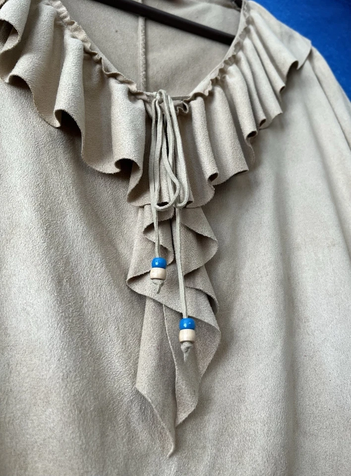 NECESSARY OBJECTS by Ady Gluck Frankel Women's Faux Suede Ruffle Beads Top L - Image 3 of 4