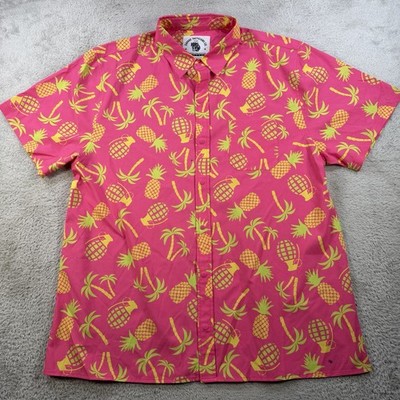 Savage Tacticians Shirt Mens XL Pink Pineapple Palm Grenade Performance Stretch