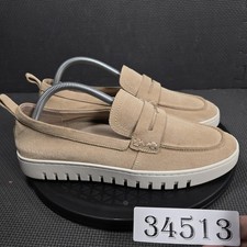 Vionic Uptown Shoes Womens Size 10 W Beige Suede Slip On Loafers Comfort Casual
