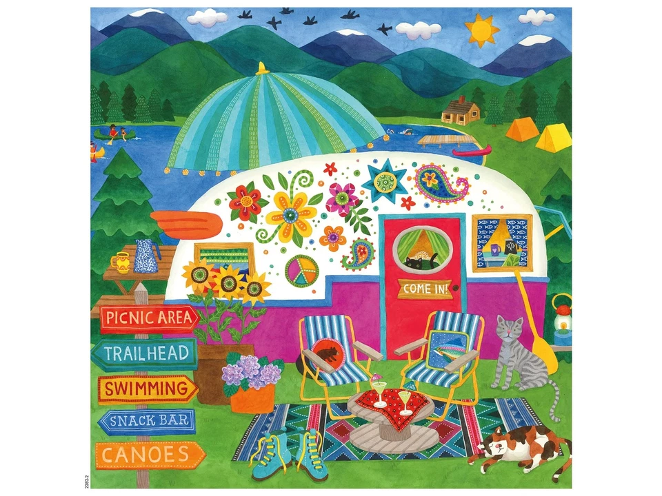 Happy Camper - Lake Camper - Oversized 300 Piece Jigsaw Puzzle - Image 2 of 4