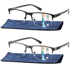 Bifocal Reading Glasses Men, No Line Progressive MultiFocus Clear Top Readers...