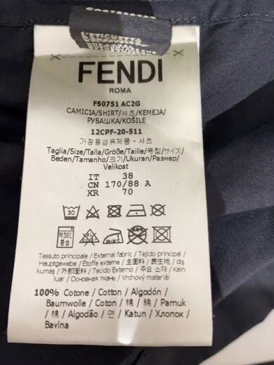 FENDI/Long Sleeve Shirt/Size 38/Cotton/Black/FS0751 AC2G thumbnail 4