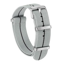 Elastic Nylon Watch Band 22mm Waterproof One-Piece Watch Strap, Grey/Black