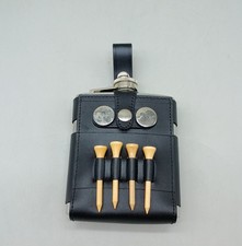 Ensemble bouteille de golf avec support en cuir noir et tees