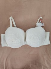Cacique Size 46DD White Smooth Balconette Bra, Lace, NWT