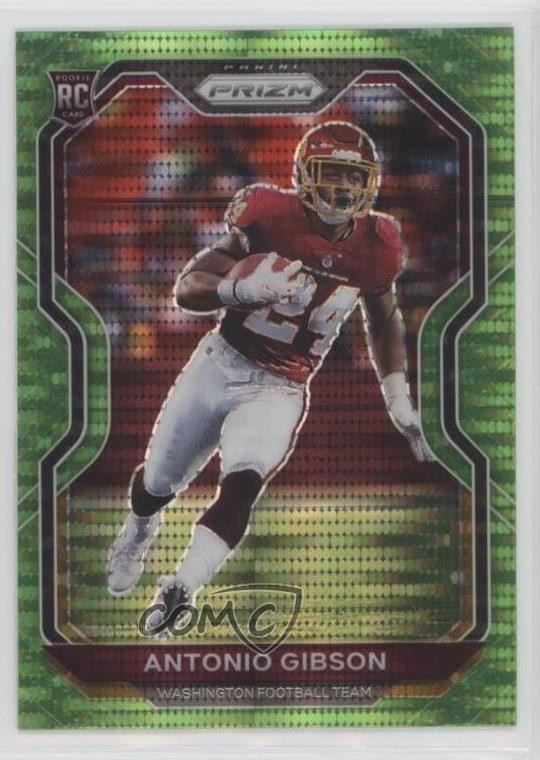 2020 Panini Prizm Neon Green Pulsar Antonio Gibson #384 Rookie RC rf2
