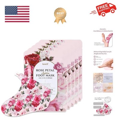 Rose Petal Satin Foot Mask 5pairs - Korean Skin Care, Intensive Nourishing So...