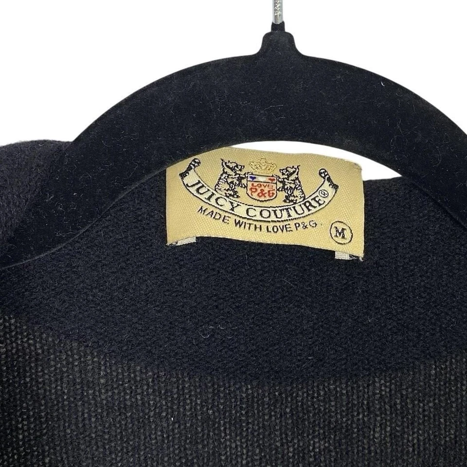 Cárdigan Suéter De Colección Juicy Couture Para Mujer Mediano Negro 100% Cachemira Y2K Lazo M Foto 2 de 4