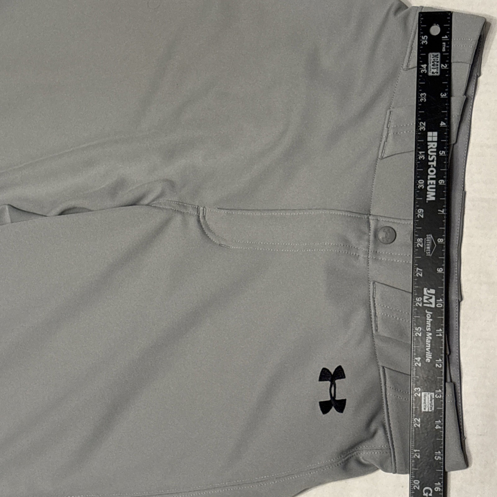 Under Armour Heat Gear Baseball Pants Size Medium Loose Fit Gray Belt Loop 31x31 thumbnail 3