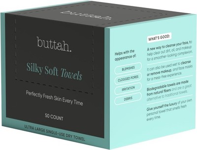Buttah Skin Disposable Face Towels, 50 Count   Extra Thick, Soft, Large Towels