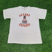 Vintage 1987 Orange-Express Train Shirt Large 21x27 White