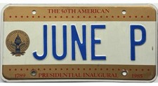 * VENTE DE 99 CENTS * 1985 INAUGURATION Washington DC PLAQUE D'IMMATRICULATION #JUIN P Reagan NR