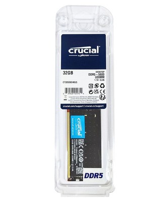 Crucial 1x32GB DDR5 5600MHz CL46 UDIMM RAM Desktop Memory, CT32G56C46U5