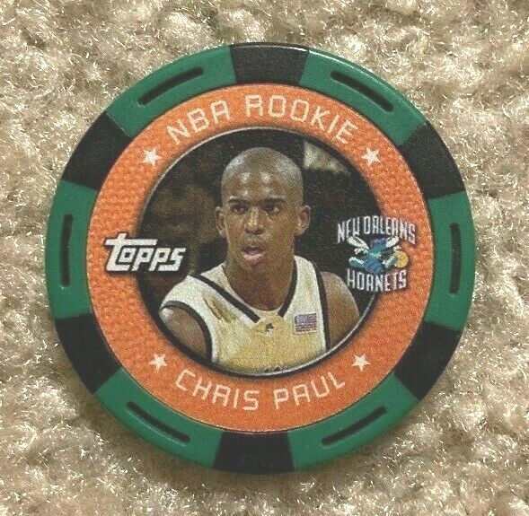 CHRIS PAUL 200506 TOPPS NBA POKER CHIP GREEN VERSION THUNDER