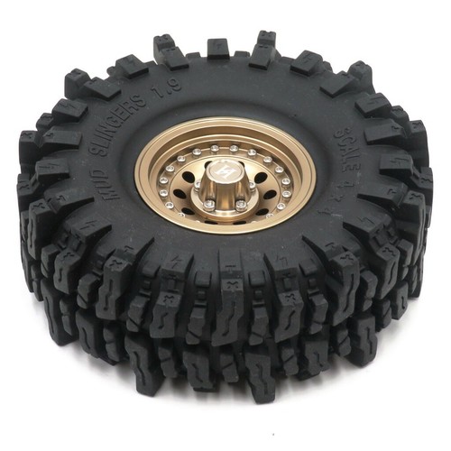 2x RC 1.9 Mud Slingers Tires 120mm & 1.9 Heavy Beadlock Wheels For SCX10 Crawler - Picture 20 of 25