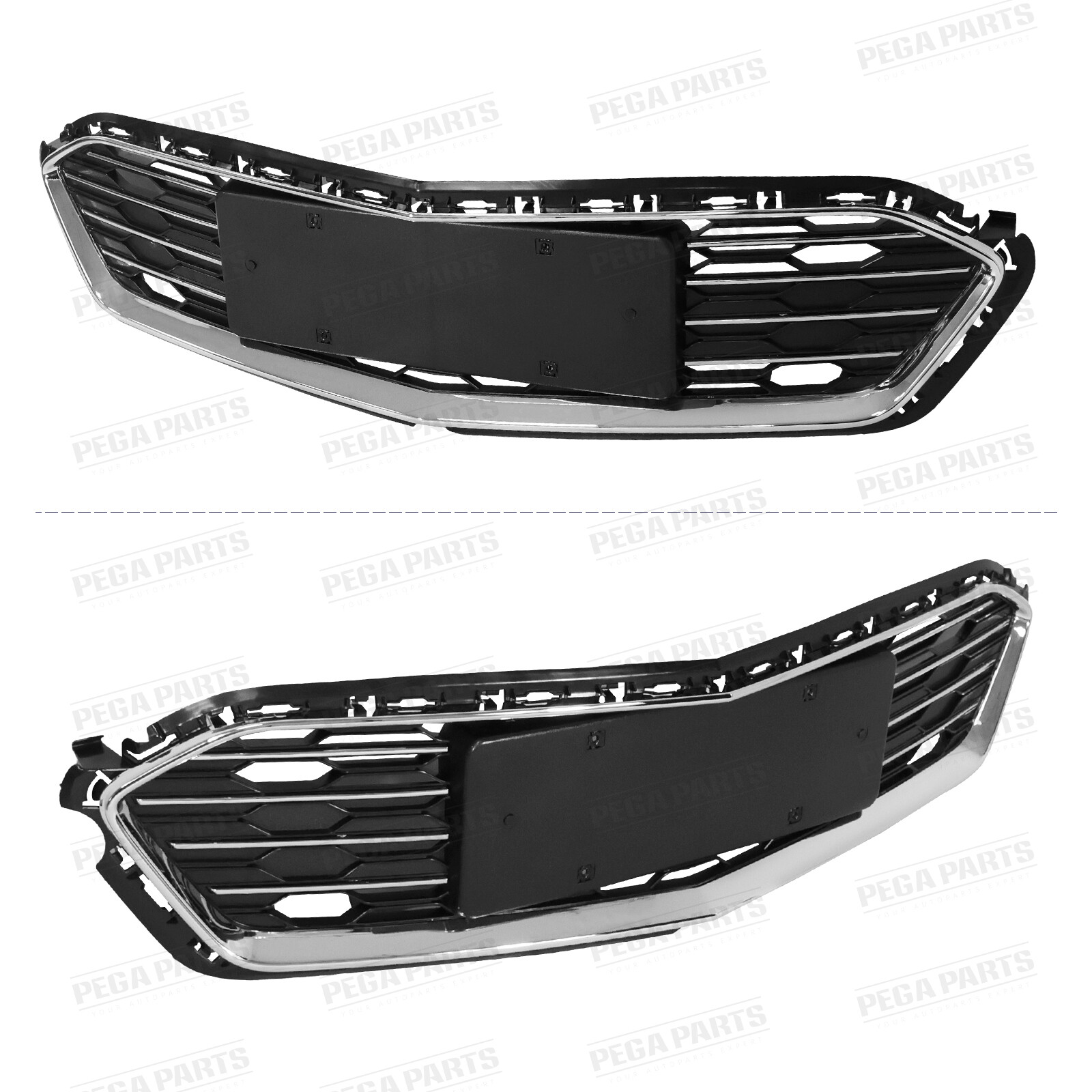 Front Bumper Cover Upper Lower Grille Grill For 2016-2018 Chevrolet Chevy Cruze