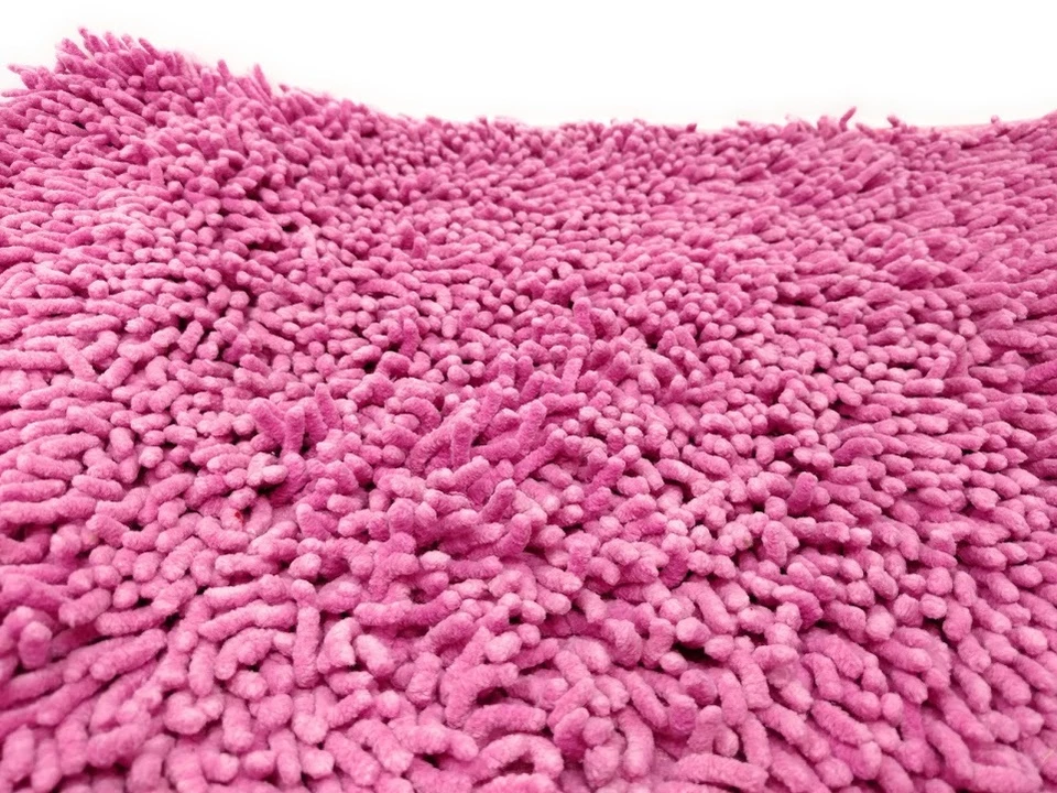 Alfombra peluda de chenilla rosa fucsia suave caliente ropa de cama DaDa alfombra de baño Foto 4 de 4