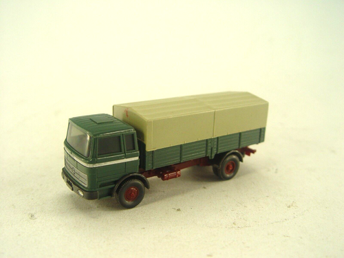 Mercedes Pritsche Plane LKW grün - Wiking HO 1:87 Modell #286 #E - gebr.