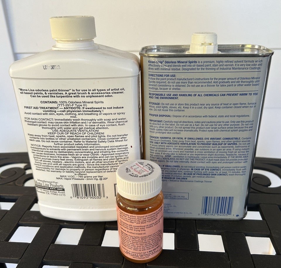 Lot Artist Odorless Mineral Spirits Thinner Grumbacher Linseed Oil
